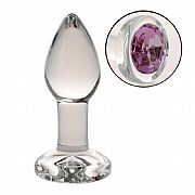 Plug Anal de Vidro - com Pedra Rosa - 8,7 x 3,4 cm - SI