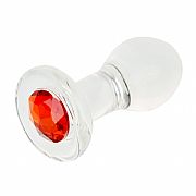 Plug Anal de Vidro - com Pedra Vermelha - 10,9 x 4,3 cm - SI